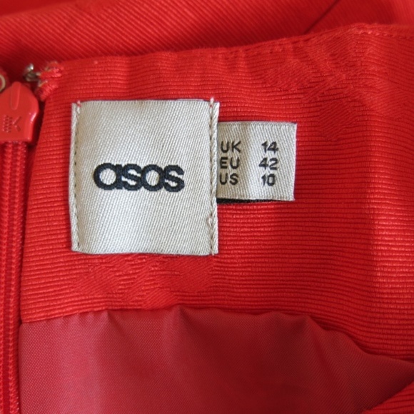 ASOS Textured Orange Cotton Blend Fully Lined Sleeveless A Line Dress - Size 10 - Picture 4 of 5